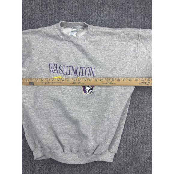 Washington Huskies Sweatshirt Mens Large Gray NCAA Crewneck Discus Athletic - Picture 7 of 8